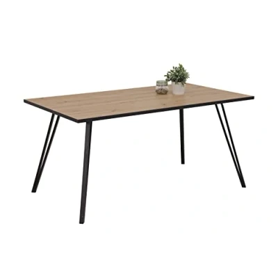 Abbildung von Hela Tische, Esstisch Küchentisch Oksana, Holzwerkstoff melaminbeschichtet,Artisan Eiche, V Fußgestell Metall Schwarz, 160x90cm