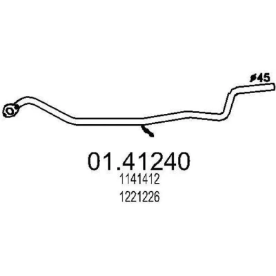 Abbildung von MTS 01.41240 Abgasrohr 2180 vorne für Mittelschalldämpfer FORD: FIESTA 5, Fusion Kombi, MAZDA: 2 Hatchback