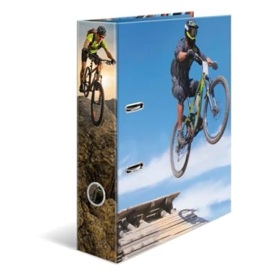 Abbildung von HERMA Ordner A4 Mountain Bike, 7 cm breit, Kinder Ringordner mit Sport Motiv, bunter Aktenordner Innendruck für Jungen und Mädchen