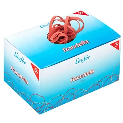 Abbildung von Läufer 51041 Rondella Gummibänder 100 x 5 mm, Durchmesser 65 mm breite Gummiringe, 1 kg Schachtel, rot