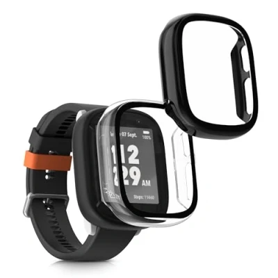 Abbildung von kwmobile 2X Cover kompatibel mit Xplora X6 Play Hülle Fullbody Fitnesstracker Case Set aus Glas Transparent Schwarz