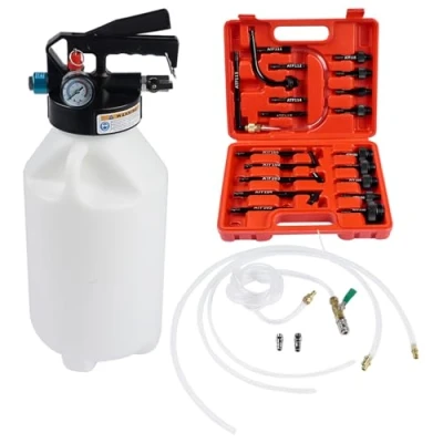 Abbildung von Getriebeöl Einfüllgerät 8L mit 20 ATF Adaptern Universales Ölwechsel Set inkl. Pneumatikmodus &amp; Befüllwerkzeug