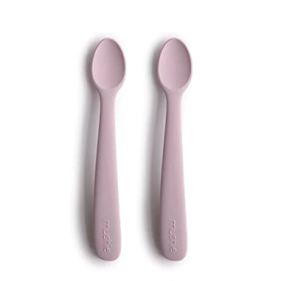 Abbildung von Mushie 2er Set Babylöffel für Baby BPA freier Silikonlöffel Löffel Spülmaschinenfester Fütterlöffel Langlebiges Zubehör Kleinkinder Soft Lilac