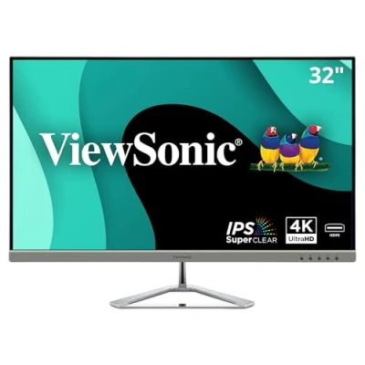 Abbildung von Viewsonic VX3276 4K MHD 80 cm (32 Zoll) Büro Monitor (4K UHD, HDR, HDMI, DP, mDP, Eye Care, Eco Mode, Lautsprecher, 3 Jahre Austauschservice) Silber Schwarz
