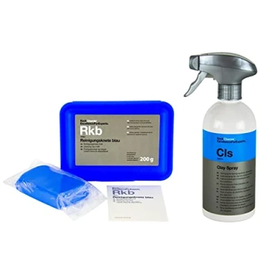 Abbildung von Koch Chemie Reinigungsknete blau mild 200 g &amp; CLS Clay Spray Gleitspray 500 ml