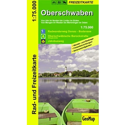 Abbildung von Oberschwaben Wanderkarte: Radwanderweg Donau Bodensee. Oberschwäbische Barockstrasse. (Geo Map)