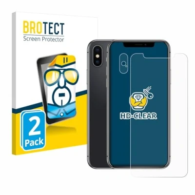 Abbildung von BROTECT (2 Stück Schutzfolie für Apple iPhone X (Display+Kamera) Displayschutz Folie Ultra Klar