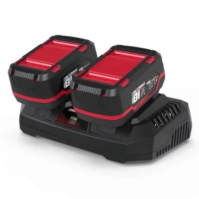 Abbildung von Güde Ladegerät &amp; Akkupack Starter Kit LGAP 2 18 3040 (18 V, 2X 4,0 Ah und 3 A Doppelladegerät, Akkuleistung 72 Wh, Schnelladen in 96 min, passend für alle Geräte aus der 18V E3 Akkuserie)