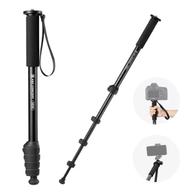 Abbildung von K&amp;F Concept MS16 Einbeinstativ, 63 Zoll Monopod,Stabiles Aluminium Einbeinstativ mit 5 Sektionen,160cm Reise für DSLR, DSLM und Kompaktkameras,Mit Handschlaufe