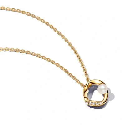 Abbildung von Pandora Organically Shaped PAVÉ Circle Collier Halskette, Damen, Größe: 45, Gold plated