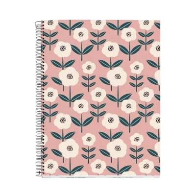 Abbildung von Miquelrius Notizbuch A4 (210 x 297 mm), 100 Blatt, kariert, 70 g/m², fester Kartoneinband, 4 Farbbänder, Spiralbindung, Löcher, kariertes Notizbuch, schönes Schreibwaren, Rosa