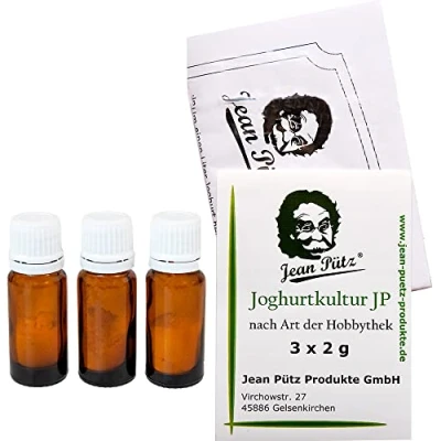 Abbildung von JEAN PÜTZ Joghurtkultur JP 3x2g, Joghurt Ferment und Starterkultur, lebende gefriergetrocknete sanfte Milchsäure Bakterien, probiotischen selber machen, Pulver ausreichend für 100 Liter