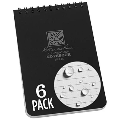 Abbildung von Rite in the Rain Wetterfestes Top Spiral Notizbuch Einzeln 6 Pack Schwarz, 4&quot; x 6&quot;