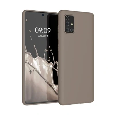 Abbildung von kwmobile Hülle kompatibel mit Samsung Galaxy A71 weiches TPU Silikon Case Cover geeignet für kabelloses Laden Taupe