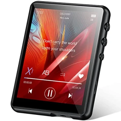 Abbildung von 64GB MP3 Player mit Bluetooth 5.3, HiFi Verlustfreier Sound Musik Player, 2,4 Zoll Farbbildschirm Tragbarer FM Radio, HD Lautsprecher, E Book, Rekorder, bis 128GB TF Karte