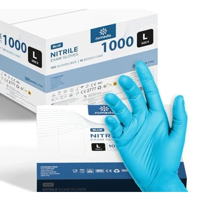 Abbildung von Kemes Nitrilhandschuhe L 1000 Stück Hellblau Einweghandschuhe Latexfrei Puderfrei Nitril Gloves Größe Large