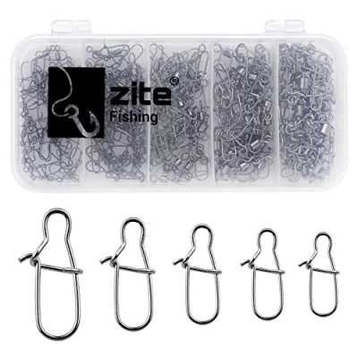 Abbildung von Zite Angelwirbel Karabiner Snaps Set Vorfach Wirbel Angeln 5 Größen in Box 150 Stück