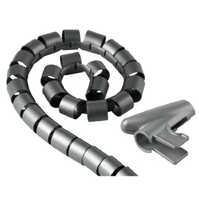 Abbildung von Hama Kabelschlauch mit Einziehhilfe (flexibler Kabelkanal für Kabelmanagement und Kabelschutz, Kabelspirale flexible Bündelweite, Kunststoff, Ø 30 mm, 1,5m) silber