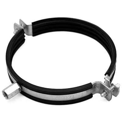 Abbildung von H&amp;C VENT Verzinkt Rohrschelle Ø 160 mm mit Gummieinlage Rohrschellen &amp; Schlauchschellen für Lüftungsrohr, Abluftschlauch, Absaugschlauch Schellen zur Rohrhalterung Schraubrohrschelle gummiert