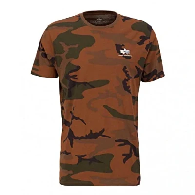 Abbildung von Alpha Industries Small LOGO Tshirt print, Herren, Größe: Medium, Burned camo