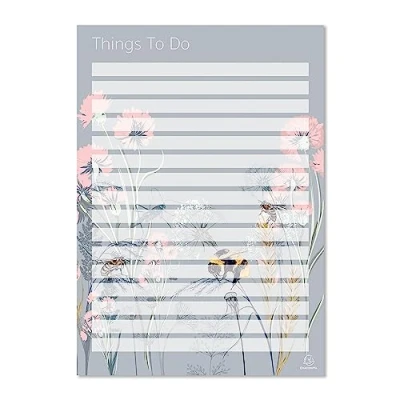 Abbildung von Exacompta Ref GS020Z Notizblock, A5, 90 g/m² Papier, 149 mm x 210 mm, 40 Blatt liniertes Papier mit Bienen und Blumen Design, ideal für Ordnung