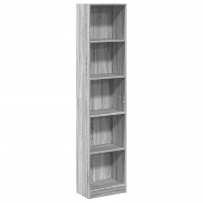 Abbildung von vidaXL Bücherregal, Bücherschrank Regal mit Stauraum, Standregal für Wohnzimmer Büro, Büroregal Aktenregal Aufbewahrungsregal, Grau Sonoma Holzwerkstoff