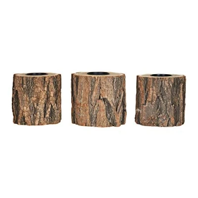 Abbildung von Levandeo® Teelichthalter, 3er Set Teelichthalter Holz H10cm Kerzenhalter Kerzenständer Baum