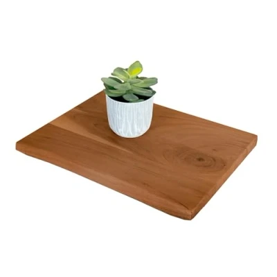 Abbildung von SAM Holzplatte 40x30 cm Arya, Holzbrett Akazie massiv + nussbaumfarben, Baumkanten Platte für Heimwerker, Regale &amp; Fensterbretter, einseitige Baumkante
