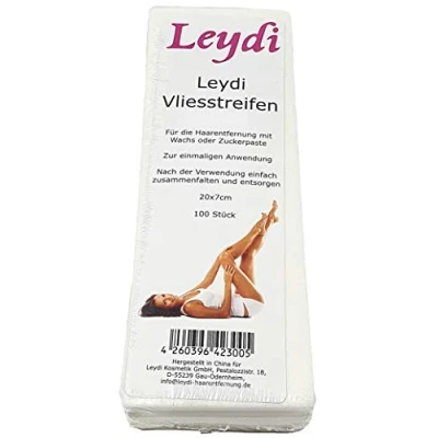 Abbildung von 100 Leydi Vliesstreifen für die Haarentfernung mit Zuckerpaste &amp; Warmwachs