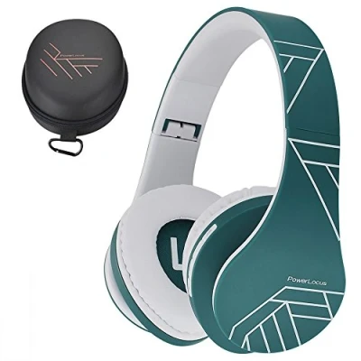 Abbildung von PowerLocus Bluetooth Over Ear Kopfhörer, Stereo Faltbare Kabellose und Kabel Kopfhörer mit Integriertem Mikrofon, Micro SD/TF, FM für Handys/iPad/Laptops &amp; PC (Blau)