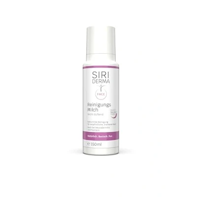 Abbildung von SIRIDERMA Reinigungsmilch Basische Reinigung für trockene &amp; sensible Haut im Gesicht Auch bei Psoriasis, Neurodermitis (leicht duftend, 150 ml)