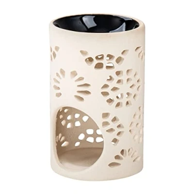 Abbildung von Levandeo® Duftlampe, Duftlampe Keramik H11cm Creme Weiß Aromalampe Raumduft Tischdeko