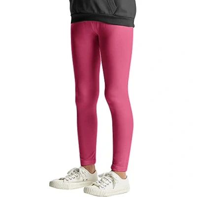 Abbildung von L&amp;K II Kinder Leggings Basic Uni Farbe Mädchen Tanzhose Baby Leggins Fitness Hose Baumwolle 2708 Rosa 152
