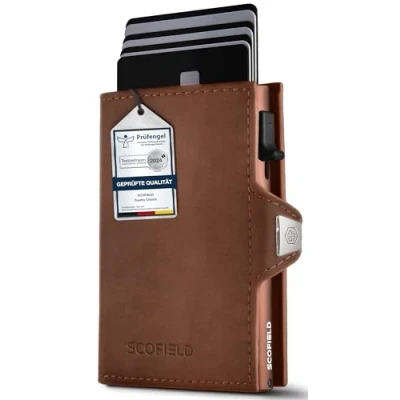 Abbildung von SF SCOFIELD Duality Classic Premium Slim Wallet mit Münzfach Kartenetui für 9 10 Karten Geldbeutel Herren Portemonnaie RFID Schutz Kreditkartenetui Smart