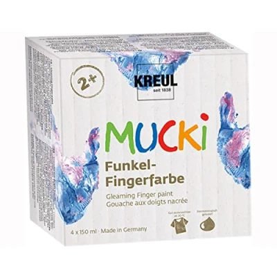 Abbildung von Kreul Bastelfarbe Mucki Funkel Fingerfarbe 4er Set je 150 ml