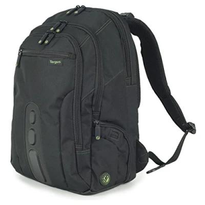 Abbildung von Targus TBB013EU EcoSpruce Laptop Rucksack 27 L, umweltfreundlicher für Laptops bis 15,6 Zoll, Laptoptasche aus recycelten Plastikflaschen, hoher Schutz Schwarz