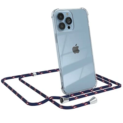 Abbildung von EAZY CASE Handykette kompatibel mit iPhone 13 Pro Max Handyhülle Umhängeband, Handykordel Schutzhülle, Silikonhülle, Hülle Band, Stylische Kette für Smartphone, Navy Camouflage