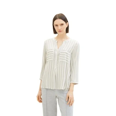 Abbildung von TOM Tailor Striped Bluse, Damen, Größe: 46, Green offwhite stripe