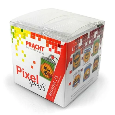 Abbildung von Pixel P90046 63501 Spaß Bastelset 25, zur Gestaltung von 6 Schlüsselanhängern für Kinder, kinderleichtes Stecksystem, ohne Bügeln und Kleben, Steinchen aus Biokunststoff