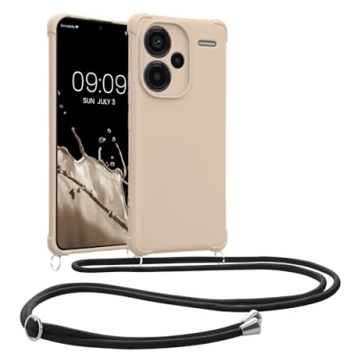 Abbildung von kwmobile Necklace Case kompatibel mit Xiaomi Redmi Note 13 Pro+ 5G / Pro Plus Hülle Cover Kordel zum Umhängen Silikon Schutzhülle Creme