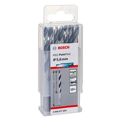Abbildung von Bosch Professional 10 Stück HSS Spiralbohrer PointTeQ (für Metall, 5,6 x 57 93 mm, Zubehör Bohrschrauber)
