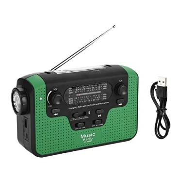 Abbildung von Solar Radio, Notfallradio für den Außenbereich LED Taschenlampe Solarenergie/Handkurbel Aufladung Beleuchtung Notruf Notladung UKW/MW/KW Radio Eingebaute 2300mAh Wiederaufladbare Batterie