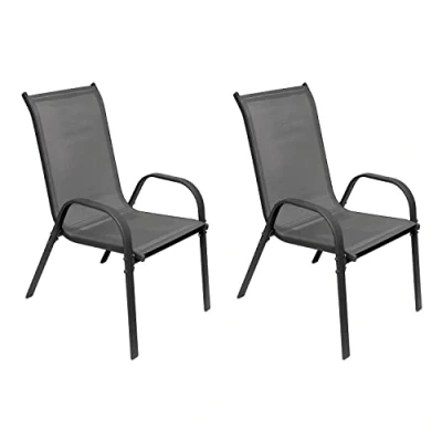 Abbildung von Mojawo Armlehnstuhl 2er Outdoorstuhl Gartenstuhl Stapelstuhl Metall Textilen Anthrazit