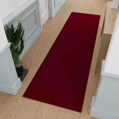 Abbildung von Ottomanson Ottohome Kollektion Teppichläufer mit Gummirückseite und einfarbigem Design, 57 cm x 366 cm, Rot