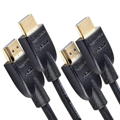 Abbildung von Amazon Basics 4K HDMI Kabel, 1.8 m, 18 Gbit/s Highspeed mit Ethernet, 4K@60Hz, 2 Stück, 2160p, Schwarz