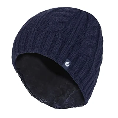 Abbildung von HEAT HOLDERS Damen Mütze mit Fleecefutter für Winter und Herbst Strick Beanie Warm Fleece (Einheitsgröße, Marine)