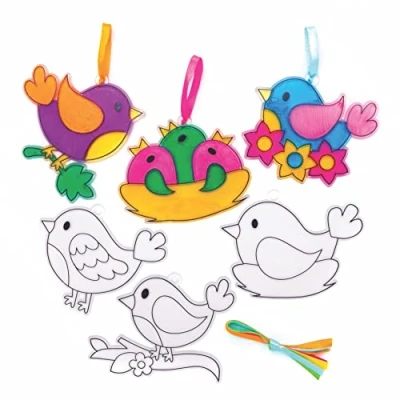 Abbildung von Baker Ross Vogel Fensterdeko, Bastelsets für Kinder (10er Pack)