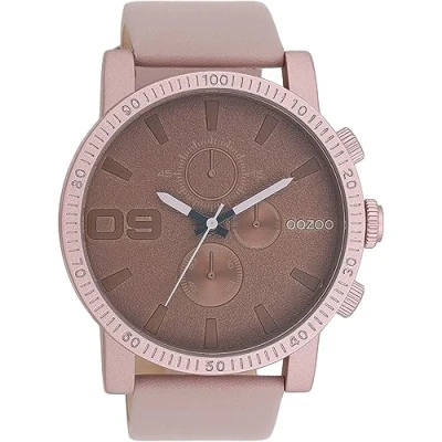 Abbildung von Oozoo Quarzuhr Unisex Armbanduhr Timepieces Analog, (Analoguhr), Damen, Herrenuhr rund, groß (ca. 48mm) Lederarmband, Fashion Style