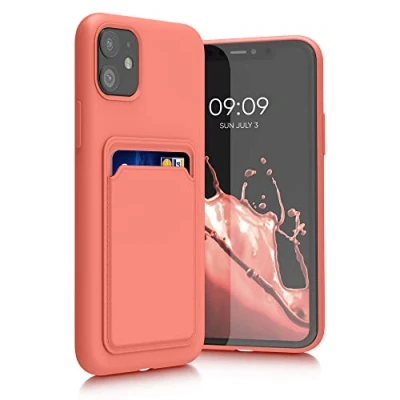 Abbildung von kwmobile Handyhülle kompatibel mit Apple iPhone 11 Hülle Handy Cover Fach für Karten in Koralle