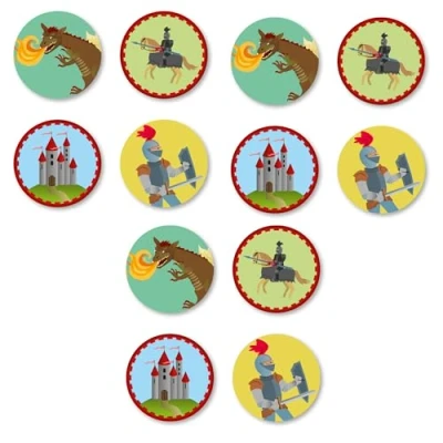 Abbildung von 12 Muffinaufleger * RITTER &amp; DRACHE aus Esspapier als Kuchen und Tortendeko Ø4cm, Deko für Kindergeburtstag Kinderparty Dragon Knight Drachen Mittelalter Muffins